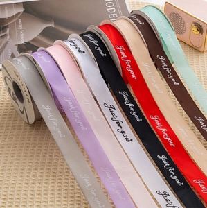 Cinta de Raso con Borde de Alambre, Personalizada con Logotipo Estampado en Oro, para Decoración de Regalos de Boda o San Valentín - Product Image 2