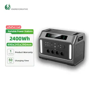 بطارية Lifepo4 من EnergyCreative مولد كهرباء محمول 2400Wh ذو مخرجات تيار متردد 4 (أعلى قدرة 4800 وات) مناسب للسفر والرحلات والرحلات والتخييم في الهواء الطلق