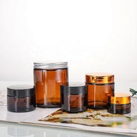 Nouveau produit : Pot en verre ambré pour crème cosmétique avec couvercle noir, disponible en 5g, 10g, 15g, 20g, 30g, 50g, 60g, 100g, 150g, 250g