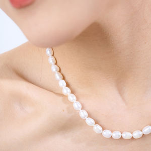 สร้อยคอมุกเทียม3 4 6 8มม. 14K สร้อยคอโชคเกอร์ไข่มุกน้ำจืดสีทอง - Product Image 4