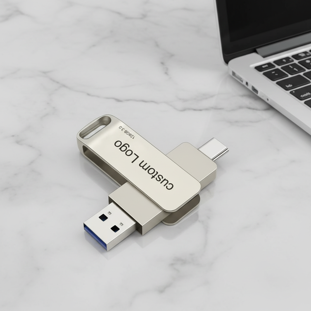 Fully Custom Metal USB Flash Drive 32GB Custom Logo and Packaging for Branding Campaign Personalized Promotional Gift