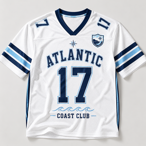 Camiseta de Fútbol Americano Personalizada de Manga Corta, Estilo Universitario, Holgada, Estilo Costero Vintage, Ropa de Moda Urbana - Product Image 2