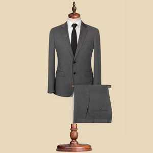 Tailor MTM Made 2 piezas trajes de hombre gris Formal boda trajes de un solo pecho para hombres mejor Blazer novio esmoquin - Product Image 1