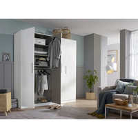 Armoire moderne de haute qualité à portes battantes, blanc pur, 4 portes, grande armoire en bois, placard