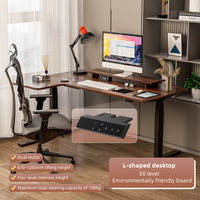 Bureau assis-debout motorisé électrique ergonomique en forme de L, réglable en hauteur, pour ordinateur