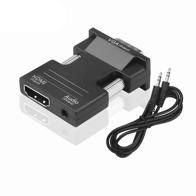 1080P HD MI-compatible to VGA Cable Converter With Audio Female to Male Cables Adapters for HDTV Projectors Monitor for PS3