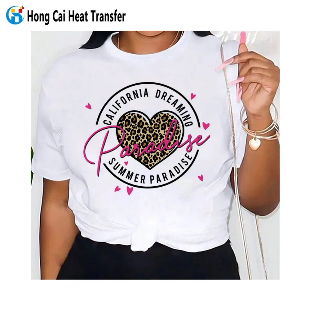 Hongcai personalizado de alta calidad de algodón estampado de cuello redondo de las mujeres camiseta de gran tamaño de las mujeres fabricante de camisetas