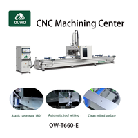 Centre d'usinage CNC OUWO 4 axes haute performance 7000 mm pour le perçage, le fraisage et le chanfreinage de profilés en aluminium pour l'industrie des fenêtres et des portes