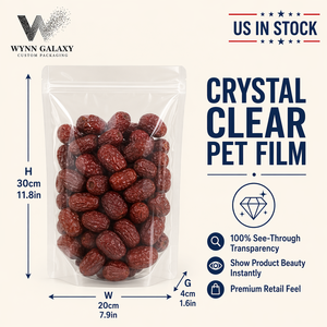Factory Direct Clear Stand Up Pouch 20*30*4cm 7.9*11.8*1.6in <b>Zip</b> <b>Lock</b> Resealable Transparent Rice Nut Coffee Food <b>Bag</b> OEM - Product Image 2