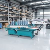 Eworld - Máquina de Biselado y Pulido de Vidrio de Línea Recta con PLC y Motor de 15.35kw, Ahorro de Energía