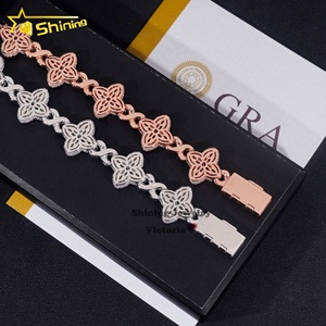 Bracciale a Catena Cubana con Quadrifoglio in <span class=keywords><strong>Diamanti</strong></span> Moissanite VVS1 Hip Hop da <span class=keywords><strong>Uomo</strong></span> per Rapper, Gioiello di Lusso Ghiacciato Personalizzato al Miglior Prezzo - Product Image 4