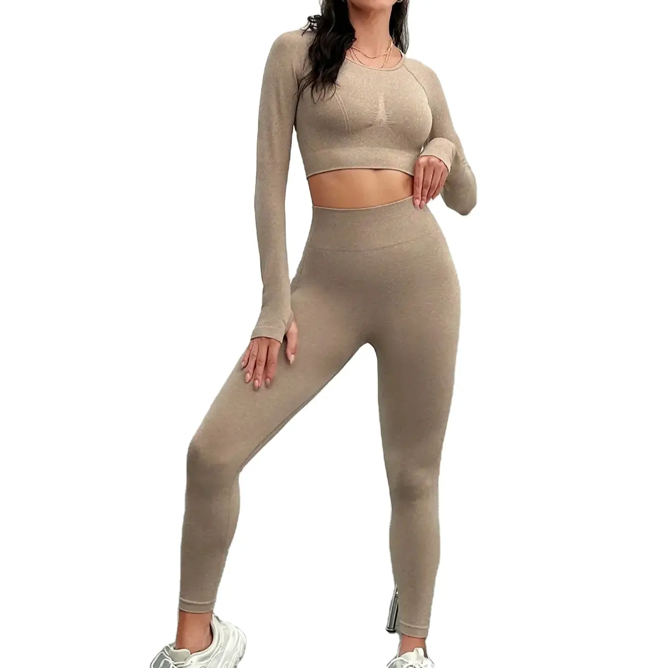 2024 Custom Logo Long-sleeved High-waisted Push-up Leggings Fitness Set Yoga Set Sexy Back Fitness Set