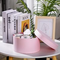 Boîte cadeau ronde pliable écologique avec couvercle et ensemble de mousse florale pour fleurs - Fête des Mères, mariages, baby showers