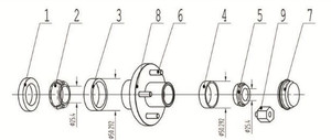 Nouvel ensemble de moyeu de remorque à 4 boulons sur 4 pouces pour essieu de remorque de 2200 lb, à utiliser avec des arbres carrés de 1 pouce et des broches droites - Product Image 5