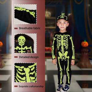 स्मूकी हेलोलीन चमक हड्डियों को जम्पसूट पूर्ण हैट सेट निर्माता ने बच्चों के कंकाल की पोशाक - Product Image 4