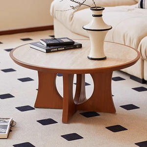 Mesa de Centro Redonda Scarpa de Madera Maciza, Estilo Retro, Muebles para Sala de Estar - Product Image 1