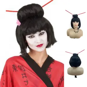 Diskon Besar Wig Rambut Natural Serat Sintetis Seks Cosplay Pendek untuk Wanita Hitam