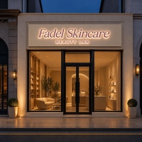 Enseigne murale extérieure en acier inoxydable et acrylique avec logo 3D rétroéclairé par LED, halo lumineux en métal pour bâtiment commercial, idéale pour institut de beauté