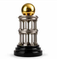 Trophée sportif en alliage de zinc Pinion, avec ailes dorées sur un tige argentée, couronne orbitale, écologique, poli, pour cadeaux promotionnels