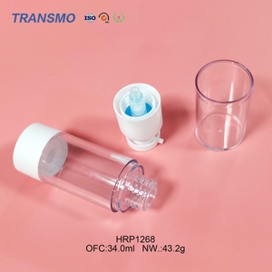 Flacon pompe sans air en plastique écologique personnalisé de 30 ml, logo de taille coloré pour le sérum de soin de la peau, lotion cosmétique, soin de la peau - Product Image 1