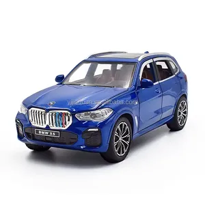 Die cast 4 roda panas 1:24 X5, simulasi paduan model bumerang suara dan lampu enam pintu mobil butik dekorasi bmw x5