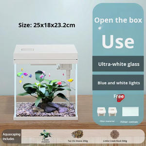 Aquarium d'eau douce super blanc à auto-circulation avec filtre intégré, réservoir en verre pour salon, bureau, maison, 2 ans - Product Image 6