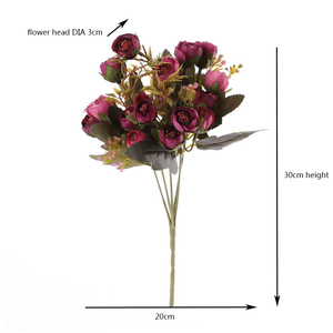 Yumfeel — <span class=keywords><strong>bouquet</strong></span> <span class=keywords><strong>de</strong></span> roses en soie, 5 fourchettes, <span class=keywords><strong>fleurs</strong></span> pour décoration intérieure, bon marché - Product Image 6