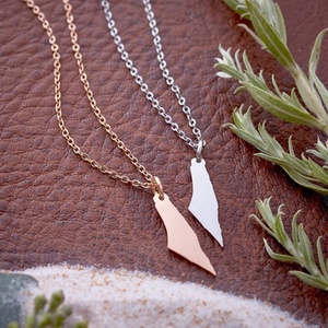 In acciaio inossidabile all'ingrosso personalizzato placcato argento colorato bandiera palestinese mappa collane di gioielli per uomini e donne gioielli - Product Image 2