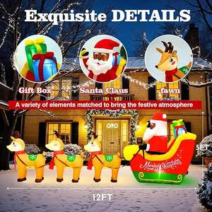 Aufblasbare Weihnachtsfigur Weihnachtsmann im Schlitten mit Rentieren und Lichtern, Rasen- und Gartendekoration, aufblasbare Weihnachtsdekoration für den Hof - Product Image 3