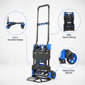 GLIWAY Wholesale <b>Foldable</b> Hand Truck Heavy Duty 4-Wheel Portable Platform <b>Trolley</b> Industrial Folding Luggage Cart for Warehouse - Product Image 2