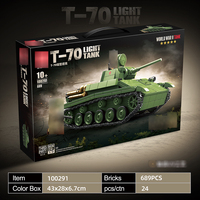 689 Piezas de Bloques de Construcción, Juguetes para Niños, Nuevo Tanque Ligero T-70, Tanque Soviético de la Segunda Guerra Mundial, Modelo de Vehículo Blindado con Armas, Set de Bloques de Construcción
