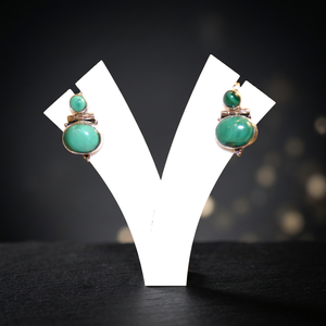 Boucles d'oreilles pendantes turquoise en argent sterling 925 |   Boucles d'oreilles ovales en pierres précieuses pour la vente en gros - Product Image 1