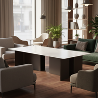 Table basse de salon minimaliste de luxe rectangulaire avec pieds en métal antirouille pour la maison et le bureau