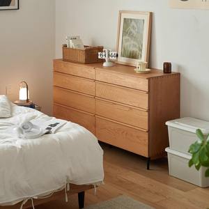 Meuble Euler, commode à huit tiroirs en bois massif de style nordique, bois de cerisier, rangement pour chambre à coucher, salon, armoire multifonctionnelle - Product Image 2