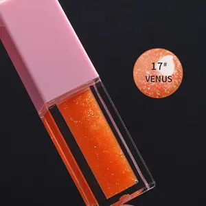 Wholesale Shiny Low Moq Color Changing Lip Gloss Flavouring Oil Private Label Clear Vegan Pink Plump Fruit Lip Oil