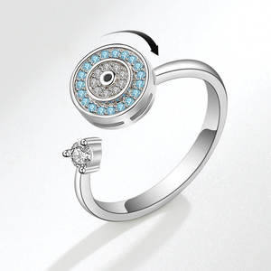 Rotatif Spinner Anneau Bijoux Style Ethnique Blanc Zircon Spinner Anneaux Démon Yeux Rotatif Réglable Fidget Anneaux Pour L'anxiété - Product Image 1
