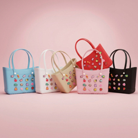 Sac fourre-tout portable en EVA couleur unie DIY, grande capacité, ouverture supérieure, imperméable, 15 pouces, toutes saisons, breloques aléatoires