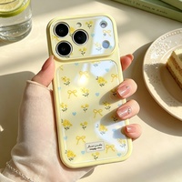 Nouvelle coque de téléphone tendance style Ins avec nœud floral jaune pour iPhone 18 Pro Max, 17, 16, 15, 14 – Housse de protection anti-chute mignonne pour femmes