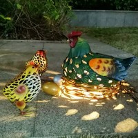 Statue de poule solaire Oniya pour jardin, décoration extérieure en forme de famille de poules, lumière LED, art de la ferme, ornement de pelouse, décoration de patio, jardin, cour