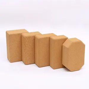 Natural Cork Yoga Block Pilates Bricks High Density EVA Foam Exercise Fitness Quality Customized Logo Packing Pcs
