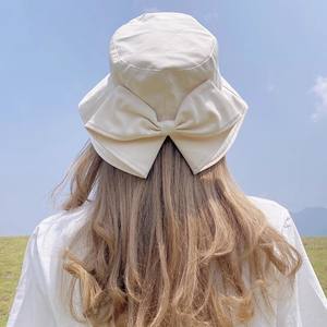 Chapeau Bob Tendance Style Japonais pour Femme, Version Coréenne, Protection Solaire, Effet Amincissant, Nœud Décoratif, Décontracté - Product Image 3