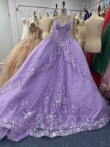 Robes de Quinceañera de Luxe 2026 en Tulle Lilas avec Appliques, Modèle Princesse sans Manches, pour Cérémonie et Carnaval – Vente en Gros et Personnalisation - Product Image 3