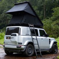 Tente de voiture ADA OVERLAND Triangle en aluminium à coque rigide avec revêtement PU, tissu en polycoton, installation rapide, échelle incluse