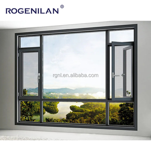 Rogenilan Aluminium Stratifié Verre Fenêtre battante Villa Extérieur Casement Bay Windows Avec Image Fixe Fenêtre - Product Image 5