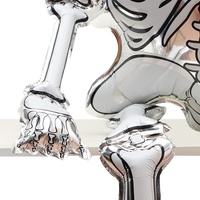 Dekorasi Jendela Halloween Balon Foil Tengkorak Kartun 3D Aluminium Bertema Seram dan Lucu