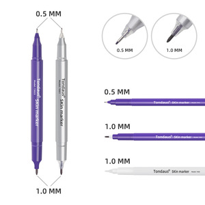 Marqueurs professionnels pour pochoirs de <span class=keywords><strong>tatouage</strong></span> 0,5 mm 1 mm avec encre effaçable à sec et à l'eau, double pointe, brosse pour les orteils - Product Image 3