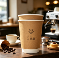 Gobelets en papier kraft blanc à double paroi avec revêtement en PE de bambou, certifiés BPI, avec logo personnalisé, jetables, pour les boutiques de boissons