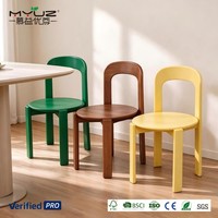 Chaise Rey, chaise de salle à manger moderne minimaliste, dossier arqué découpé, empilable, en bois de caoutchouc ou en frêne, pour le bureau
