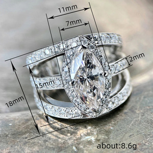 Nuovi Anelli di Lusso a Tre Strati con Zirconi a Forma di Marquise, Ornamenti Eleganti in Stile Europeo e Americano per Feste - Product Image 4