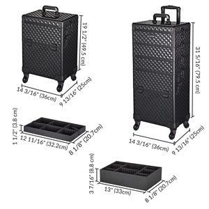 Hộp đựng mỹ phẩm bằng nhôm 4 trong 1, kiểu vali kéo, có gương, dung tích siêu lớn - Product Image 6